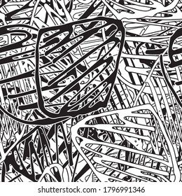 Seamless abstract texture. Black and white repeating background