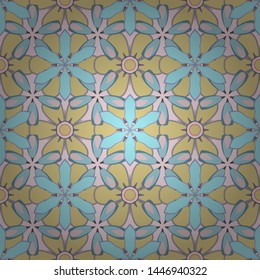 Seamless abstract texture with blue, gray and beige repeating elements. Elegant vector classic seamless pattern. Cute print.