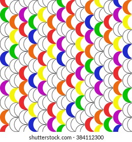 Seamless abstract texture of colored crescents. The pattern for the web, e-mail, cards, etc. White Background.