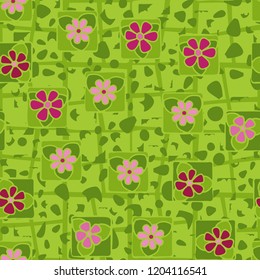 Seamless abstract texture consisting of colors, stains and a thick lattice.