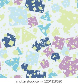 Seamless abstract texture consisting of round, square and pentagonal elements.