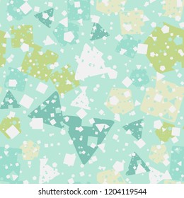 Seamless abstract texture consisting of round, square and pentagonal elements.