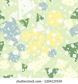 Seamless abstract texture consisting of round, square and pentagonal elements.