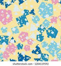 Seamless abstract texture consisting of round, square and pentagonal elements.