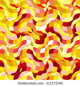 Seamless abstract texture with orange yellow red swirl lines and tiles