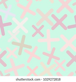 Seamless abstract tick or cross mark, right or wrong sign. Good for web page, wallpaper, graphic design, catalog, texture or background. Cartoon style vector.