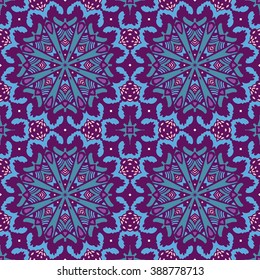 Seamless abstract tile pattern vector. Violet vivid tile ornament