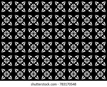 Seamless abstract tile pattern vector. Design white on black background. Design print for textile, wallpaper, wrapping, background.