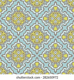 Seamless abstract tiled pattern vector. Geometric classical damask ornament