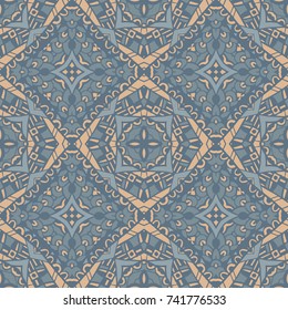 Seamless abstract tiled pattern vector. Geometric classical damask ornament