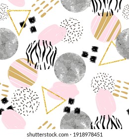 Seamless abstract trendy pattern with circles. Geometric background.
