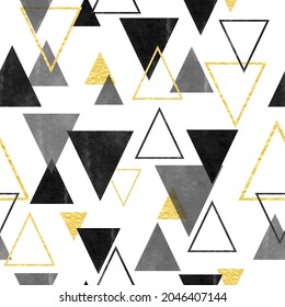Seamless abstract trendy pattern with triangles. Geometric background.
