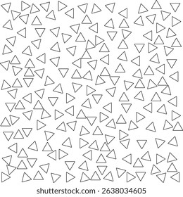 Seamless Abstract Triangle Vector Pattern  Black White Geometric Design with Memphis-Inspired Chaos, Scattered Shapes, and Trendy Hipster Texture