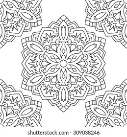 Seamless Abstract Tribal Black-White Pattern. Hand Drawn Ethnic Texture. Vector Illustration.