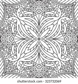 Seamless Abstract Tribal Black-White Pattern. Hand Drawn Ethnic Texture. Vector Illustration.