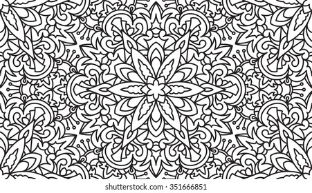 Seamless Abstract Tribal Black-White Pattern. Hand Drawn Ethnic Texture. Vector Illustration.