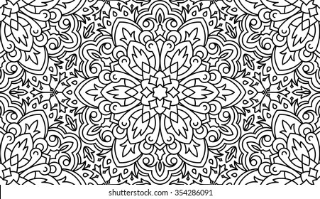 Seamless Abstract Tribal Black-White Pattern. Hand Drawn Ethnic Texture. Vector Illustration.