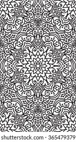 Seamless Abstract Tribal Black-White Pattern. Hand Drawn Ethnic Texture. Vector Illustration.