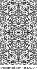 Seamless Abstract Tribal Black-White Pattern. Hand Drawn Ethnic Texture. Vector Illustration.