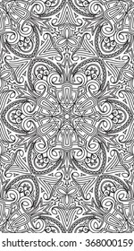 Seamless Abstract Tribal Black-White Pattern. Hand Drawn Ethnic Texture. Vector Illustration.