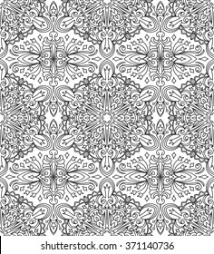 Seamless Abstract Tribal Black-White Pattern. Hand Drawn Ethnic Texture. Vector Illustration.