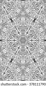 Seamless Abstract Tribal Black-White Pattern. Hand Drawn Ethnic Texture. Vector Illustration.