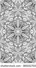 Seamless Abstract Tribal Black-White Pattern. Hand Drawn Ethnic Texture. Vector Illustration.