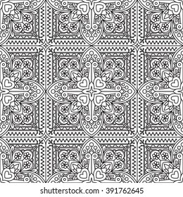 Seamless Abstract Tribal Black-White Pattern. Hand Drawn Ethnic Texture. Vector Illustration.