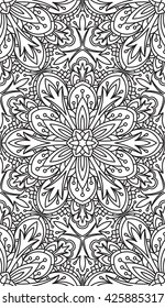 Seamless Abstract Tribal Black-White Pattern. Hand Drawn Ethnic Texture. Vector Illustration.