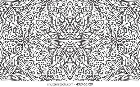 Seamless Abstract Tribal Black-White Pattern. Hand Drawn Ethnic Texture. Vector Illustration.