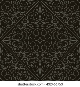 Seamless Abstract Tribal Black-White Pattern. Hand Drawn Ethnic Texture. Vector Illustration in black tones.