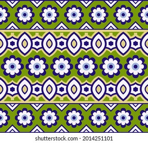 Seamless abstract tribal  pattern with geometrical flowers