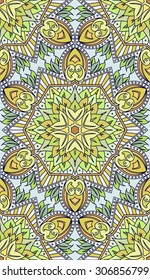 Seamless abstract tribal pattern. Hand drawn ethnic texture, vector illustration in bright colors.