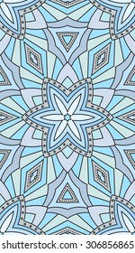 Seamless abstract tribal pattern. Hand drawn ethnic texture, vector illustration in the cold, blue tones.