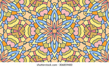 Seamless abstract tribal pattern. Hand drawn ethnic texture, vector illustration in bright colors.