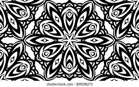 Seamless Abstract Tribal Pattern. Hand Drawn Ethnic Texture. Vector Illustration.