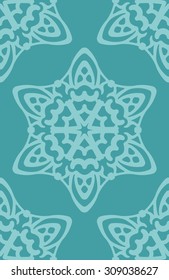 Seamless abstract tribal pattern. Hand drawn ethnic texture, vector illustration in aquamarine tones.