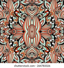 Seamless Abstract Tribal Pattern (Vector). Hand Drawn Ethnic Texture, Flight of Imagination