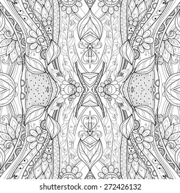 Seamless Abstract Tribal Pattern (Vector). Hand Drawn Ethnic Texture, Flight of Imagination
