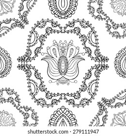 Seamless Abstract Tribal Pattern. Vector illustration. Hand Drawn Texture