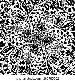 Seamless Abstract Tribal Pattern. Vector illustration. Hand Drawn Texture