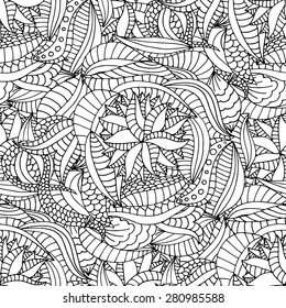 Seamless Abstract Tribal Pattern. Vector illustration. Hand Drawn Texture