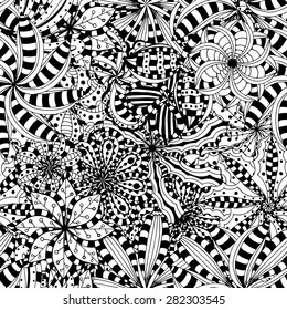 Seamless Abstract Tribal Pattern. Vector illustration. Hand Drawn Texture