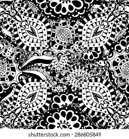 Seamless Abstract Tribal Pattern. Vector illustration. Hand Drawn Texture