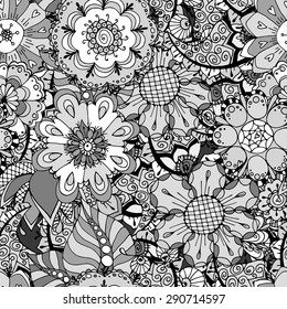 Seamless Abstract Tribal Pattern. Vector illustration. Hand Drawn Texture