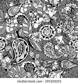 Seamless Abstract Tribal Pattern. Vector illustration. Hand Drawn Texture