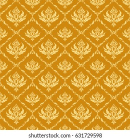 Seamless abstract tribal pattern in yellow colors. Hand drawn ethnic texture, flight of imagination. Vector illustration.