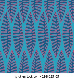 Seamless abstract tropical floral pattern. Large palm exotic leaves ornament. Modern geometric dynamic design. High resolution simple repeatable botanical swatch. Ethnic rug ornament.