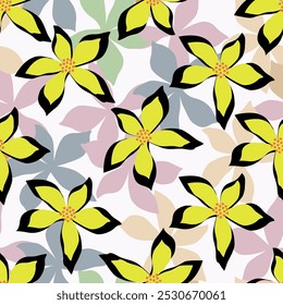 Seamless abstract tropical flowers pattern. Vector Illustration