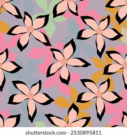 Nahtloses abstraktes tropisches Blumenmuster. Vektorgrafik